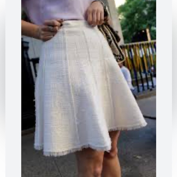 Rebecca Taylor, Ivory, Cotton, Softly Textured Tweed,Frayed Hem, EUC, Size 4 - Picture 1 of 12